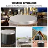 Collage of images showing a round metal lid for a fire pit in various outdoor settings. Produktbild-Vorschau