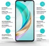 A smartphone screen protector with various features highlighted by text and icons. Produktbild-Vorschau