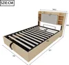 A bed with dimensions shown, against a white background. Voir les images du produit