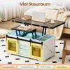 A coffee table with a lift-top mechanism, shown in a living room setting. Voir les images du produit