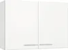 A white, two-door wall cabinet with silver handles. Produktbild-Vorschau