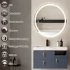 A modern bathroom vanity with a round LED mirror above it. Anteprima dell’immagine prodotto