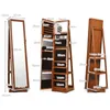 Multiple views of a wooden jewelry cabinet with dimensions labeled. Náhľad obrázku produktu