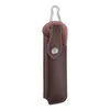 A brown leather Opinel knife sheath with a silver carabiner clip, presented against a white background. Anteprima dell’immagine prodotto