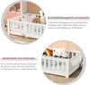 A children's bed with protective railings, shown in two circular insets with descriptive text. Anteprima dell’immagine prodotto