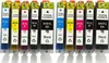 A set of ten compatible ink cartridges for Canon printers, arranged in a row. Produktbild-Vorschau