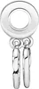 A silver charm with two dangling heart-shaped elements, designed to be worn on a bracelet. Podgląd zdjęcia produktu