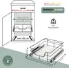 Diagrams and dimensions of a telescopic drawer system for kitchen cabinets. Produktbild-Vorschau