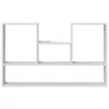 A white, modern, multi-compartment wall shelf against a white background. Voir les images du produit