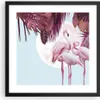 Gerahmtes Poster - Schwarzer Rahmen - Flamingos Palmen Mond Produktbild-Vorschau 1