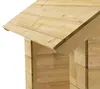 Close-up view of the corner of a wooden playhouse roof and wall. Produktbild-Vorschau