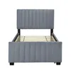 A bed frame with a headboard and footboard, shown from the front with the mattress support slats visible. Náhled obrázku produktu