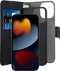 A black wallet case for an iPhone 13 Pro, with the phone partially inserted and a separate black phone case visible. Náhled obrázku produktu