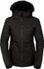A black women's ski jacket with a fur-lined hood is shown against a white background. Voir les images du produit