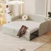 A beige sofa bed is shown in a room with a cloud-shaped light fixture and shelves in the background. Anteprima dell’immagine prodotto