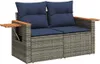 vidaXL 7-tlg. Garten-Sofagarnitur mit Kissen Grau Poly Produktbild-Vorschau 4