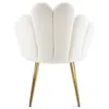 A white velvet armchair with gold legs, viewed from the back. Podgląd zdjęcia produktu