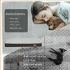 A collage showing a dog bed, a person sleeping with a dog, and a dog lying on the floor with text highlighting the benefits of the dog bed. Náhled obrázku produktu