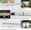 Collage of images showing the setup and use of an LED plant grow light. Produktbild-Vorschau