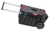 A black rolling toolbox with silver handles and red accents, shown at an angle on a white background. Voir les images du produit