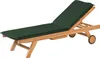 A green cushioned wooden lounge chair on a white background. Produktbild-Vorschau