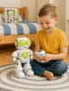 A young boy is playing with a remote-controlled robot in a bedroom. Anteprima dell’immagine prodotto