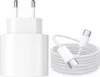 A white USB-C power adapter and a white USB-C cable are shown against a white background. Produktbild-Vorschau