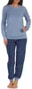 Damen Frottee Pyjama Schlafanzug langarm mit Bündchen und Produktbild-Vorschau 1
