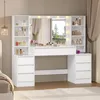 Make-uptafel met verlichting, 3 lichtkleuren, instelbare Productafbeelding-voorbeeld 1