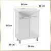A white bathroom vanity with a ceramic sink and dimensions indicated by text overlays. Anteprima dell’immagine prodotto