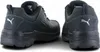 A pair of black Puma safety shoes shown from the back. Produktbild-Vorschau