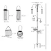 Diagram showing dimensions of various bird feeders and a bird feeding station. Voir les images du produit