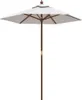 A square patio umbrella with a wooden pole and sand-colored fabric. Náhľad obrázku produktu