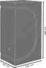 A gray grow tent with dimensions indicated. Produktbild-Vorschau
