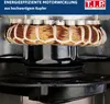 Close-up of a motor's copper windings, with marketing text overlay. Produktbild-Vorschau