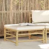 vidaXL Garten-Fußhocker mit Kissen Cremeweiß Bambus Produktbild-Vorschau 1