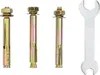 A set of three anchor bolts and a wrench on a white background. Voir les images du produit