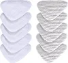 Two stacks of triangular cleaning pads, one stack is white, the other is gray with white stripes. Produktbild-Vorschau