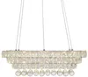 A rectangular crystal chandelier hanging from thin wires against a white background. Anteprima dell’immagine prodotto