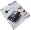 The image shows the packaging of a multi-use sandwich toaster. The packaging features a picture of the product, its brand name 'SEVERIN', and various text indicating its features and specifications. Anteprima dell’immagine prodotto