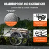 A bicycle trailer loaded with items, set against a background of trees and falling rain. Text overlays highlight product features. Produktbild-Vorschau
