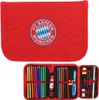 A red FC Bayern München pencil case is shown open, revealing its contents. Anteprima dell’immagine prodotto