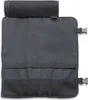 A dark gray fabric roll bag for kitchen knives, shown unrolled and open. Voir les images du produit