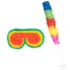 Pinata Zubehör Set | Maske + Schlagstock 43cm Produktbild-Vorschau 1