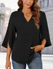 ASKSA Chemise Femme Elégante Col V Manches 3/4 Tunique Voir les images du produit 4
