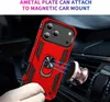 A hand holding a red phone case with a ring holder, demonstrating its magnetic attachment to a car mount. Produktbild-Vorschau