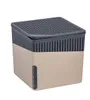 A beige and gray dehumidifier cube with a perforated lid and a clear indicator window on the side. Podgląd zdjęcia produktu