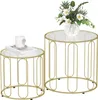 Couchtisch 2er Set rund Glas & Metall, Satztisch Produktbild-Vorschau 2
