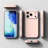 Multiple views of a pink iPhone case are displayed on a light gray background. Produktbild-Vorschau