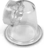 A clear plastic filter cover with a threaded connection. Produktbild-Vorschau